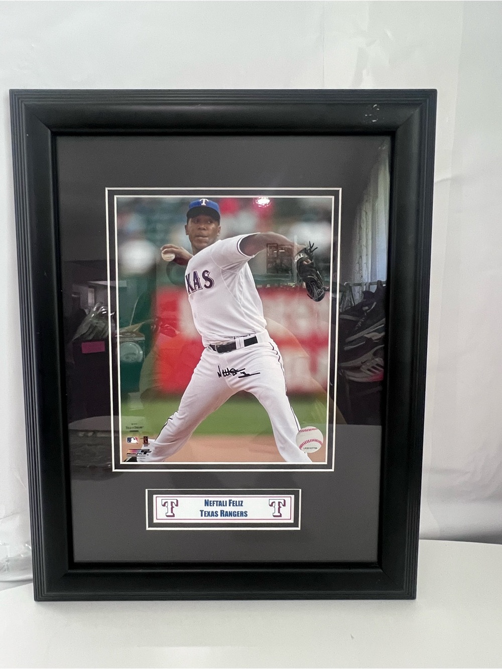 Neftali Feliz Autographed Framed 8x10 Photo Texas Rangers AL ROY COA Field Of Dr